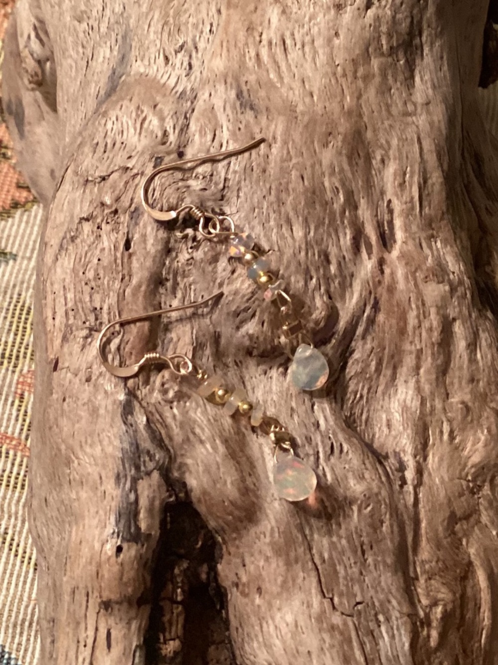 Gold Ethiopian Opal Dangle Earrings